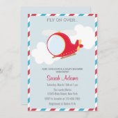 Helicopter Baby-Dusche Einladung Blue Red (Vorne/Hinten)