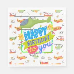 Helicopter Happy Birthday Serviette