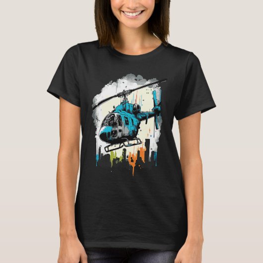 Helicopter over the city  graffiti T-Shirt (Vorderseite)