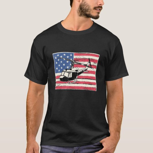Helicopter pilot for men gift american flag patrio T-Shirt (Vorderseite)