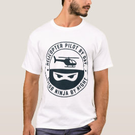 Helicopter Pilot Rotor Ninja Minimalist Badge T-Shirt