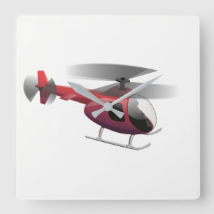 Helicopter Quadratische Wanduhr