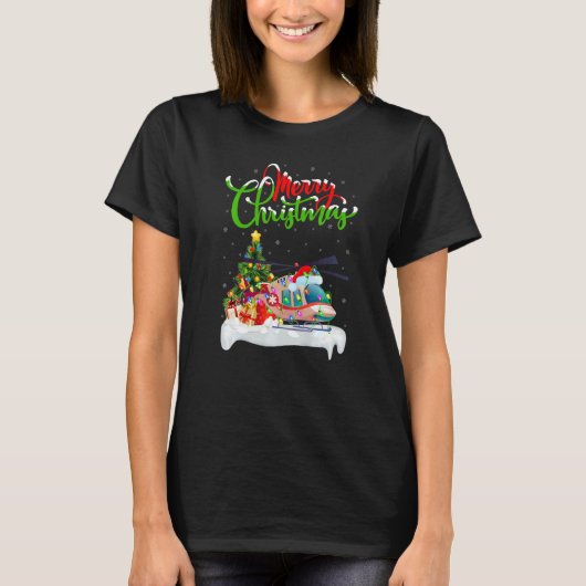 Helicopter  Xmas Decorations Santa Helicopter Chri T-Shirt (Vorderseite)