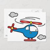 Helikopter Blau und Rot Postkarte (Vorne/Hinten)