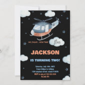 Helikopter Einladung zum Geburtstag Black BK (Vorderseite)