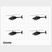 Helikopter Flying Silhouette - Farbanpassung Rechteckiger Aufkleber (Blatt)