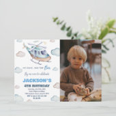 Helikopter Geburtstagseinladungen mit Foto Einladung (Stehend Vorderseite)