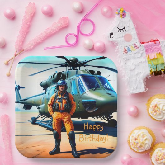Helikopter-Pilot Geburtstag Pappteller (Party)