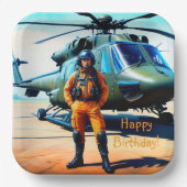 Helikopter-Pilot Geburtstag Pappteller (Vorderseite)