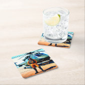 Helikopter-Pilot Geburtstag Rechteckiger Pappuntersetzer (Vor Ort)