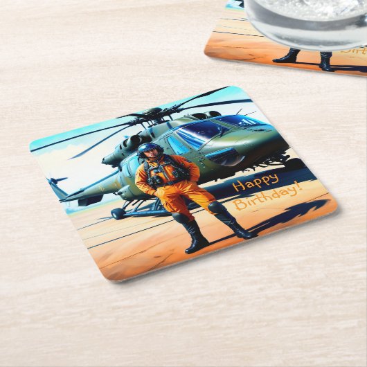 Helikopter-Pilot Geburtstag Rechteckiger Pappuntersetzer (angewinkelt)