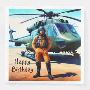 Helikopter-Pilot Geburtstag Serviette