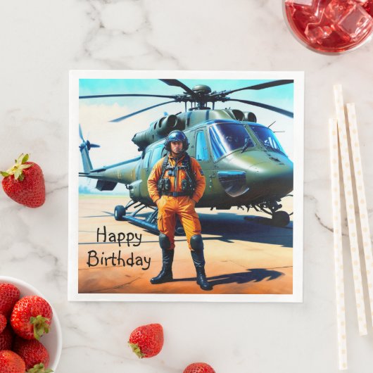 Helikopter-Pilot Geburtstag Serviette (Beispiel)
