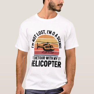 Helikopter-Retro-Sonnenuntergang-Design für landsc T-Shirt