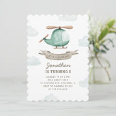 Helikopter zum Geburtstag für Junge | Aquarellluft Einladung (Stehend Vorderseite)