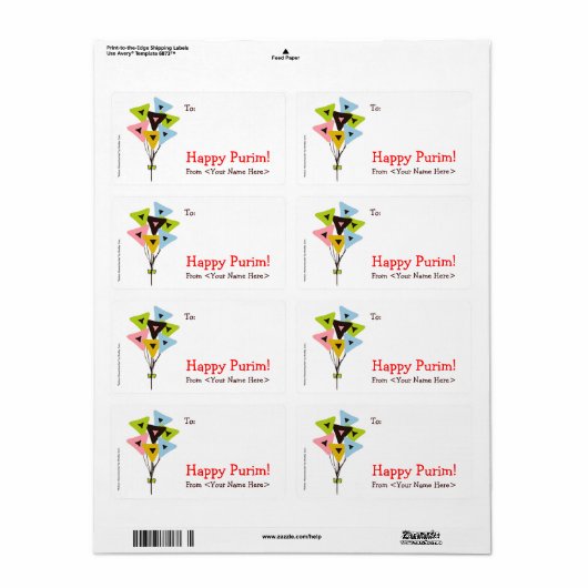 "Helium Hamantaschen" Mishloach Manot Labels (Vorne)