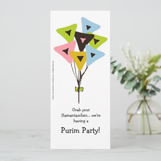 Helium Hamantaschen Purim Party Einladung (Stehend Vorderseite)