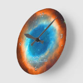 Helix Nebula, Galaxien und Sterne Runde Wanduhr (Winkel)