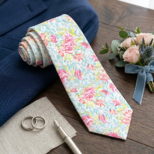 Hell Aqua Blau Rosafarben Limettengrün Kunstmuster Krawatte