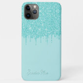 Hell aquatürkis grüner Glitter-Kunststoff-Muster Case-Mate iPhone Hülle (Rückseite)