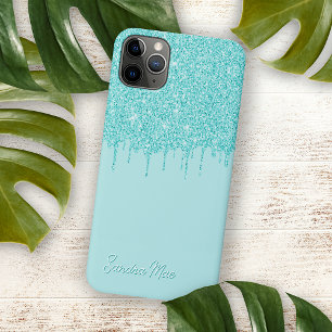 Hell aquatürkisfarbenes grünes Glitter-Kunstmuster iPhone 16 Pro Max Hülle