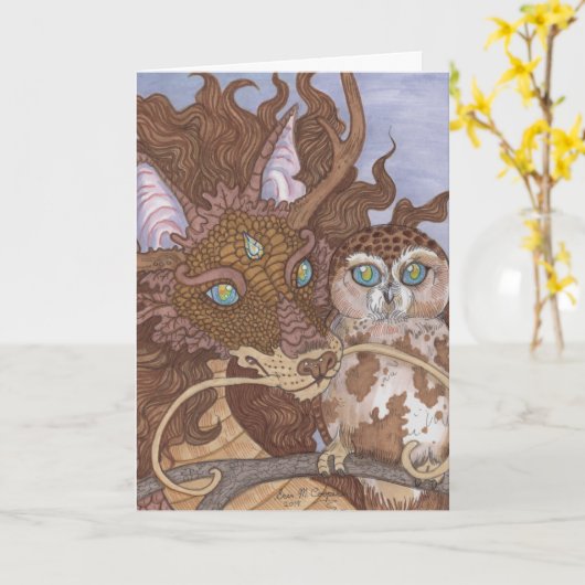 Hell-Augen-Owl und Drache Karte (Gelbe Blume)
