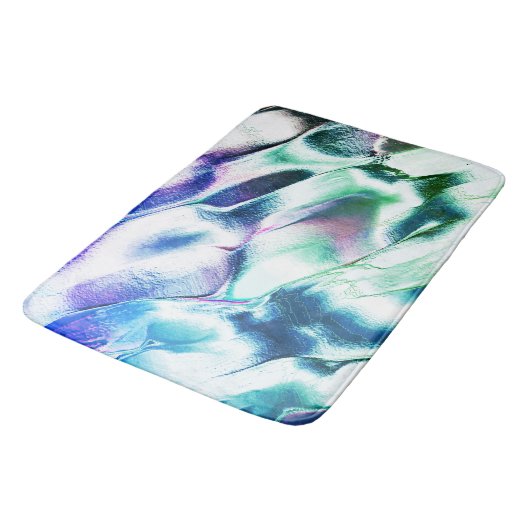 Hell aus mattem Metall, grün bis blau Badematte (Schrägansicht)