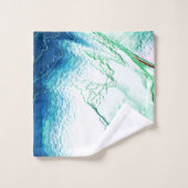 Hell aus mattem Metall, grün bis blau Badhandtuch Set (Waschlappen)