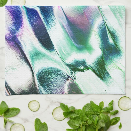 Hell aus mattem Metall, grün bis blau Geschirrtuch (Gefaltet)