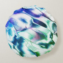 Hell aus mattem Metall, grün bis blau Rundes Kissen