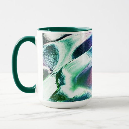 Hell aus mattem Metall, grün bis blau Tasse (Links)