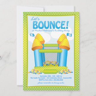 Hell Blue Bouncy House Geburtstagsparty Einladung