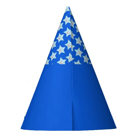 Hell Blue Celebration Star Custom Party Hat Partyhütchen (Rückseite)