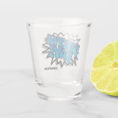 Hell Blue Comic Text - Happy Birthday Schnapsglas (Rückseite)