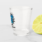 Hell Blue Comic Text - Happy Birthday Schnapsglas (Rechts)