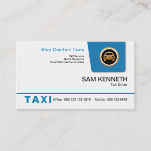 Hell Blue Pull-down Tab Taxi Service Visitenkarte
