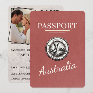 Hell Burgunder Australien Reisepass Save The Date