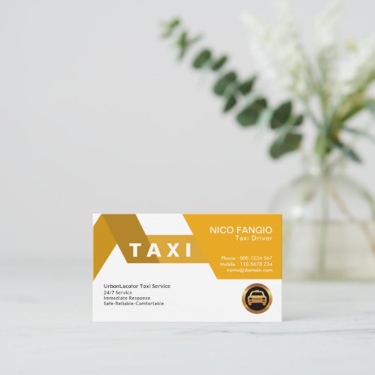 Hell Classy Energetic Orange Zest Taxi Service Visitenkarte (Stehend Vorderseite)