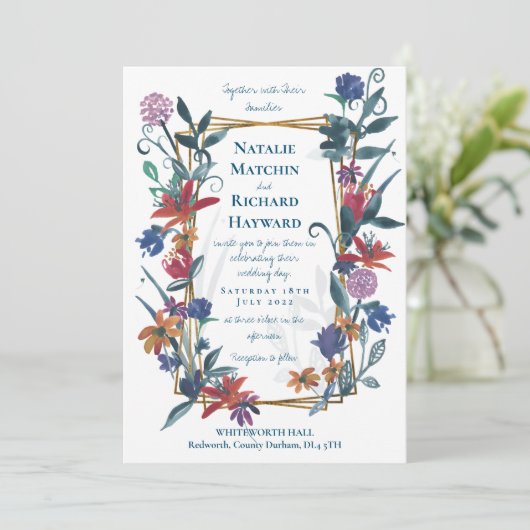 Hell-Country Blumenzwiebeln Wildblume Einladung (Stehend Vorderseite)