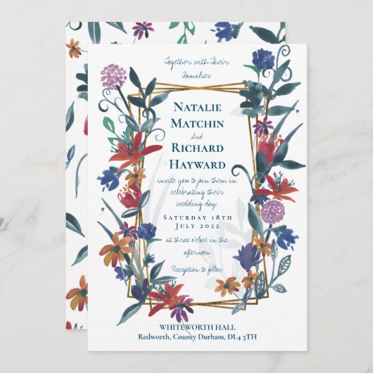 Hell-Country Blumenzwiebeln Wildblume Einladung (Vorne/Hinten)