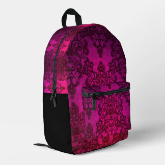 Hell Deep Pink Damask Bohemain Style Bedruckter Rucksack