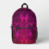 Hell Deep Pink Damask Bohemain Style Bedruckter Rucksack (Vorderseite)