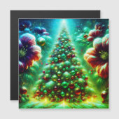 Hell dekorierte Weihnachtsbäume Magnetkarte (Vorne/Hinten)