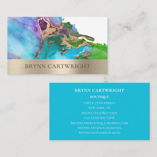 Hell-Dunkel-Wirbel mit Gold-Leaf Moderne Kunst Visitenkarte (Vorne/Hinten)