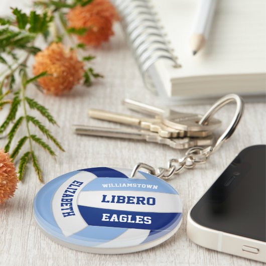 Hell dunkelblaue Mannschaft Farben Volleyball Gesc Schlüsselanhänger (Vorderseite rechts)