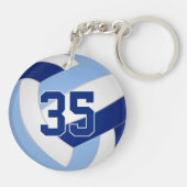 Hell dunkelblaue Mannschaft Farben Volleyball Gesc Schlüsselanhänger (Rückseite)