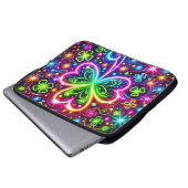 HELL FARBEN NEON SEHEN IRISCHE KLEEBLÄTTER LAPTOPSCHUTZHÜLLE (Vorne Knopf)