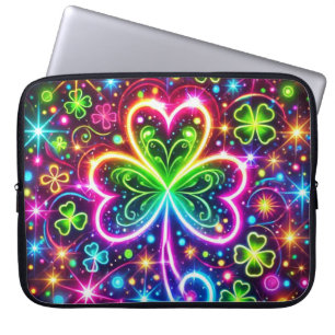HELL FARBEN NEON SEHEN IRISCHE KLEEBLÄTTER LAPTOPSCHUTZHÜLLE