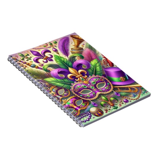 HELL FARBENE MARDI GRAS MASK HAT BEATHER NOTIZBLOCK (Rechte Seite)