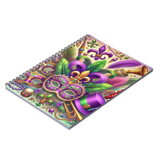 HELL FARBENE MARDI GRAS MASK HAT BEATHER NOTIZBLOCK (Linke Seite)